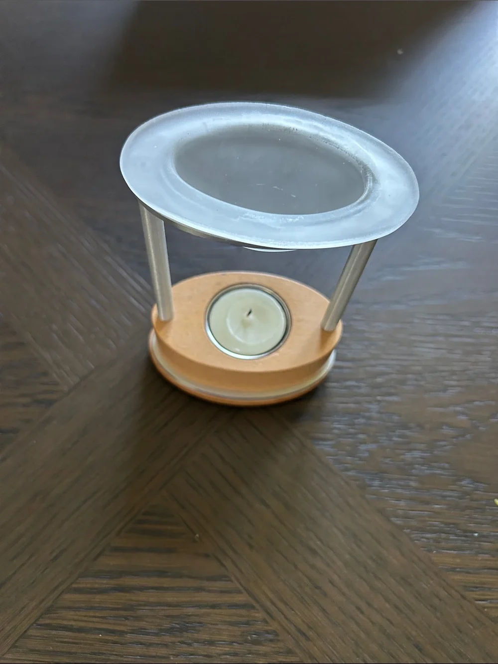 White Tea Light 100 Candles with Wooden & Glass Tea Light Holder